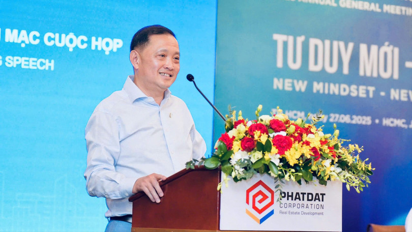 Ông Nguyễn Văn Đạt - Chủ tịch PDR tại đại hội đồng cổ đông sáng nay