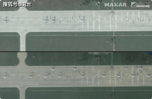 Ảnh vệ tinh cho thấy nhiều máy bay ném bom chiến lược Tu-160 và Tu-95 ở hai sân bay này trước thời điểm bị tấn công (Ảnh: Sohu).