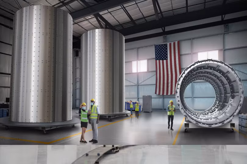 Hệ thống Mantis có thể in các cụm hình trụ khổng lồ bằng kim loại. Ảnh Rosotics