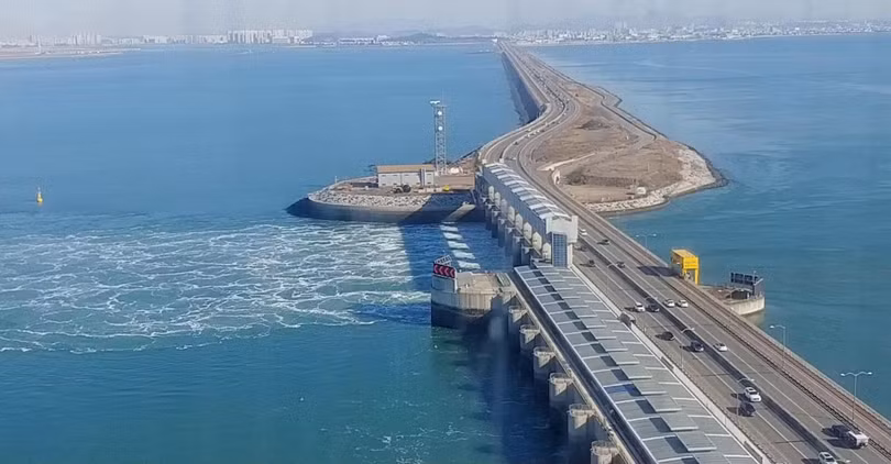 Đồ họa 3D dự án đập thủy triều. Ảnh minh họa Mersey Estuary.