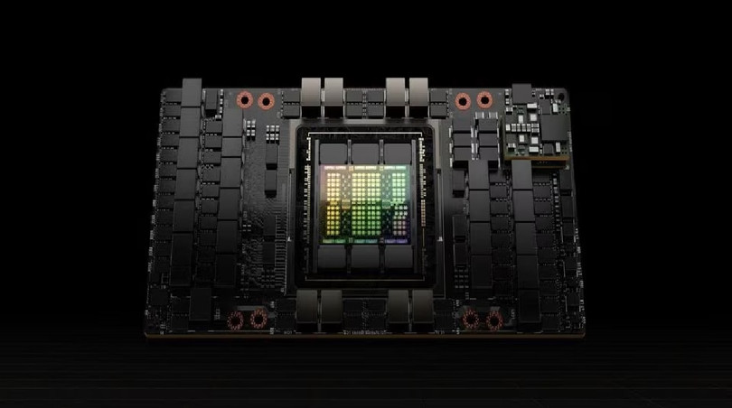 H100, GPU mới nhất của Nvidia được tối ưu hóa để xử lý các mô hình ngôn ngữ lớn trên nền tảng AI, tháng 9/2022. Ảnh NVIDIA/phát hành qua Reuters