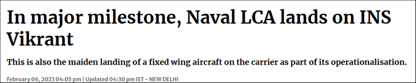 The Hindu đánh giá máy bay Tejas hạ cánh trên tàu Vikrant là một cột mốc lớn lao.