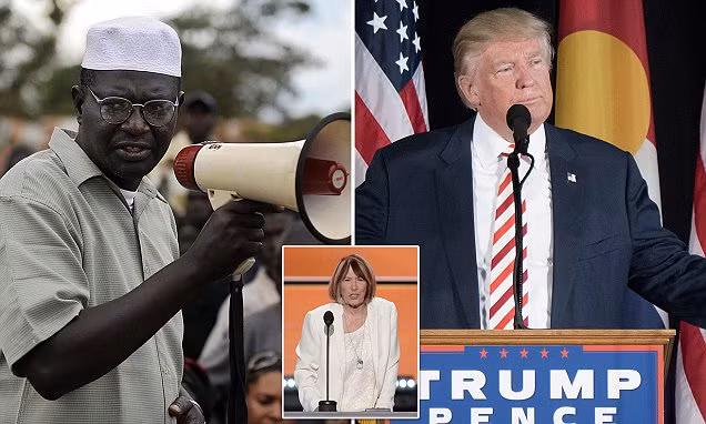 Ông Trump đã mời người anh em cùng cha khác mẹ với tổng thống Obama (trái) và bà mẹ một nạn nhân thiệt mạng tại Lybia (ảnh nhỏ) tới cuộc tranh luân nhằm gây sức ép với bà Clinton