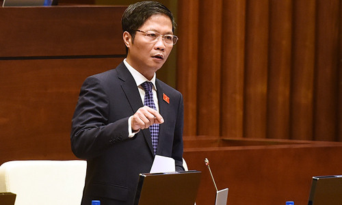 Bộ trưởng Trần Tuấn Anh trả lời chất vấn.Ảnh: Giang Huy