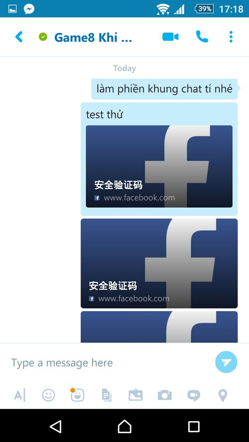 Link Facebook hiển thị bằng tiếng Trung Quốc trong khung ảnh thumbnail.