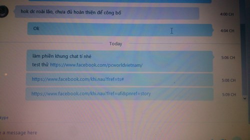 Tin chat trên MTXT chưa kịp hiển thị khung ảnh thumbnail.