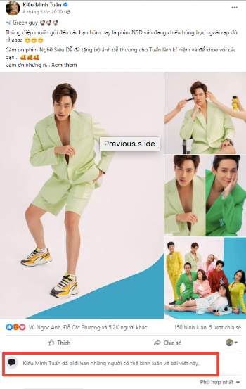 Kiều Minh Tuấn giới hạn những người có thể bình luận về bài viết