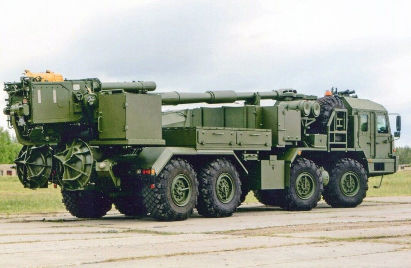 Pháo tự hành bánh lốp cỡ 152mm 2S43 “Malva” (Ảnh: Rostec). Pháo tự hành bánh lốp cỡ 152mm 2S43 “Malva” (Ảnh: Rostec).