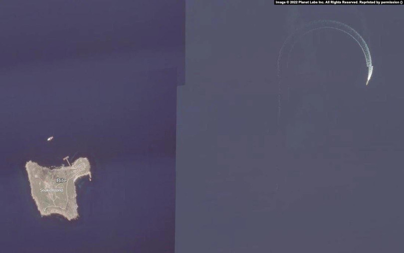 Ảnh vệ tinh chụp tàu chiến Nga hoạt động gần Đảo Rắn. Ảnh vệ tinh chụp tàu chiến Nga hoạt động gần Đảo Rắn.