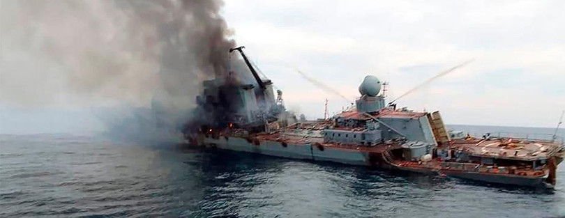 CNN nói Mỹ đã cung cấp thông tin tình báo giúp Ukraine đánh chìm tàu tuần dương Moskva của Nga (Ảnh: Guancha).