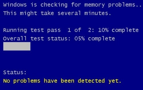Máy tính sẽ tự động khởi chạy ở giao diện Windows Memory Diagnostic.