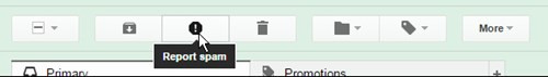 Nút báo cáo một email là thư rác trên Gmail. Nút báo cáo một email là thư rác trên Gmail.