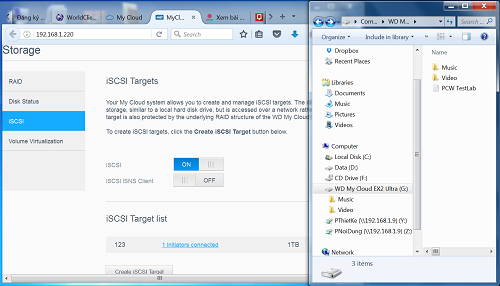 Thử nghiệm tính năng iSCSI để tạo ổ đĩa cục bộ trên máy tính Windows.