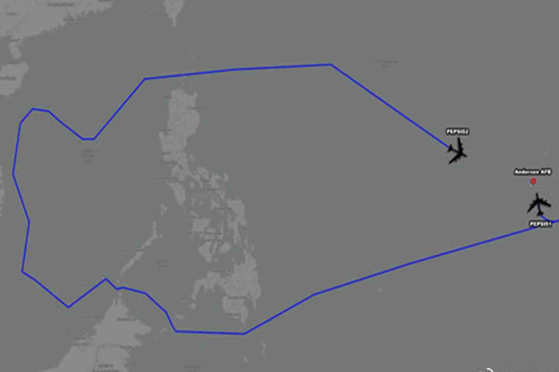 Sơ đồ đường bay của hai chiếc B-52H hôm 25/1 (Ảnh: Dongfang). Sơ đồ đường bay của hai chiếc B-52H hôm 25/1 (Ảnh: Dongfang).