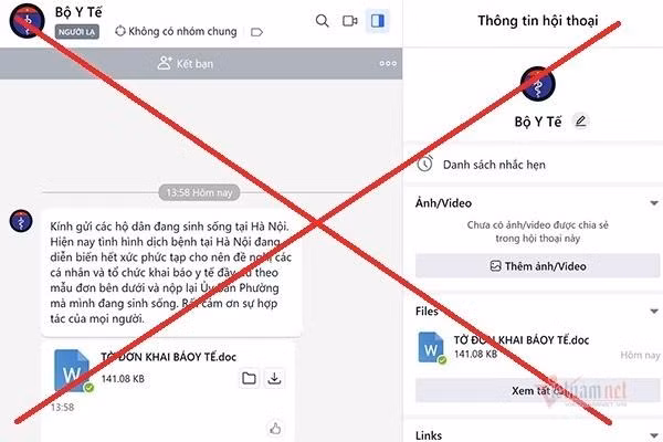 Tài khoản Zalo lạ mạo danh Bộ Y tế.