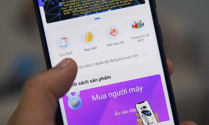 Một ứng dụng hứa hẹn nạp tiền và hưởng lãi cao, được nhiều người "đầu tư".