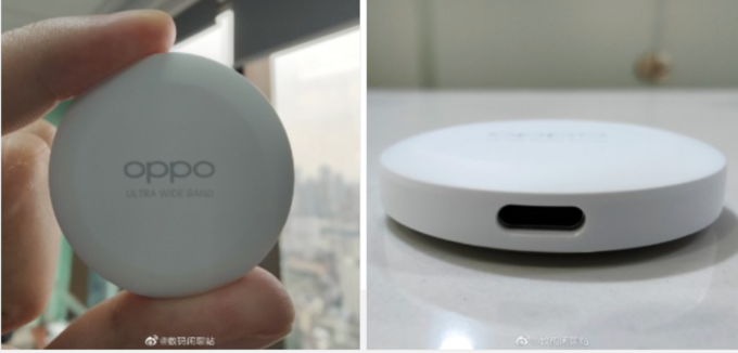 Smart Tag của Oppo có thiết kế tròn giống Air Tag nhưng dày hơn do có pin sạc được.