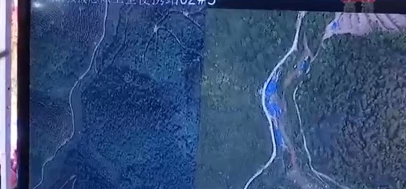 Ảnh vệ tinh chụp khu vực máy bay rơi trước (trái) và sau khi xảy ra vụ tai nạn (Ảnh: Đông Phương).