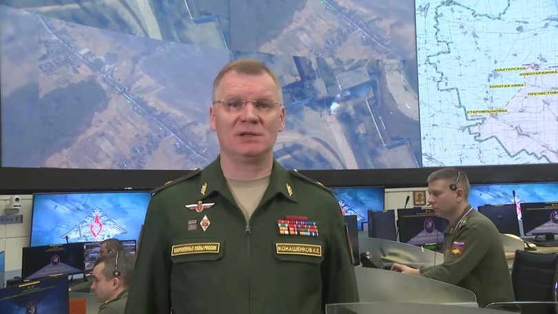 Tướng Nga Igor Konashenkov tại cuộc họp báo sáng 20/3 (Ảnh: BQP Nga).