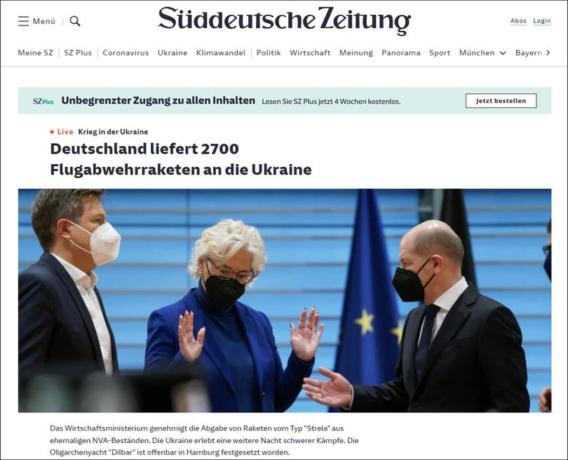 Báo Đức đưa tin Chính phủ quyết định viện trợ 2.700 tên lửa phòng không thời Đông Đức cho Ukraine. Báo Đức đưa tin Chính phủ quyết định viện trợ 2.700 tên lửa phòng không thời Đông Đức cho Ukraine.