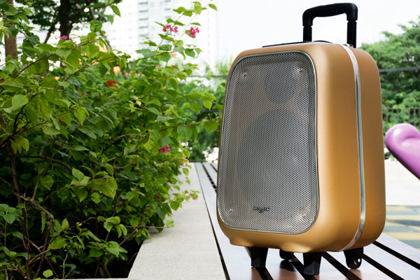 Soundmax M-6 có kiểu dáng hệt như một chiếc vali kéo. Mẫu loa độc đáo này trang bị loa trung trầm 10 inch và loa tép đường kính 3,8 inch, dải tần đáp ứng 90Hz đến 20KHz.