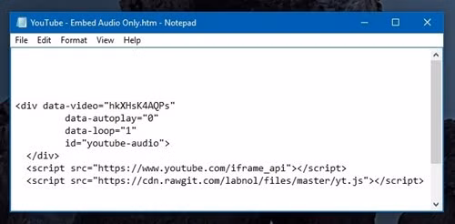 Đoạn mã sau khi được thay thế VIDEO_ID. Đoạn mã sau khi được thay thế VIDEO_ID.