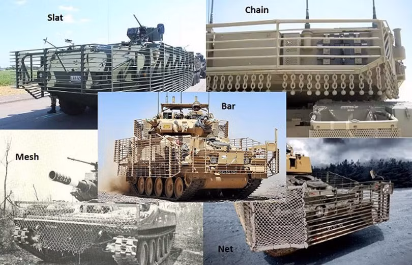 Một số loại giáp kiểu hàng hàng của xe tăng các nước (Ảnh: ukrinform).