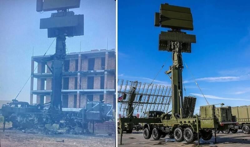 Hệ thống radar 48Ya6-K1 tối tân của Nga ở Kherson (phải) bị phá hủy bởi loại vũ khí bí mật (trái) (Ảnh: LTN).