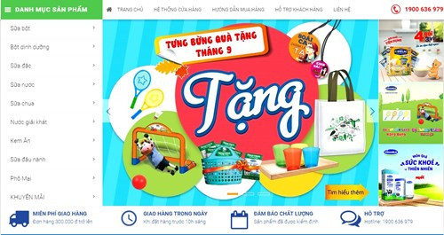 Cửa hàng trực tuyến của Vinamilk.