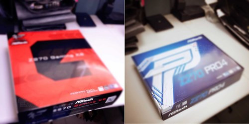 ASRock Z270 Gaming K6 và ASRock Z270 Pro 4 (bên phải). ASRock Z270 Gaming K6 và ASRock Z270 Pro 4 (bên phải).