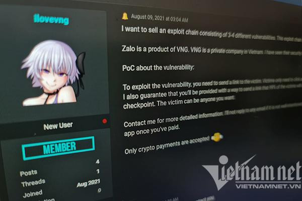 Những người muốn được chia sẻ cách chiếm quyền kiểm soát tài khoản Zalo sẽ phải trả cho hacker bằng tiền điện tử. Đến thời điểm hiện tại, bài đăng này vẫn còn tồn tại trên diễn đàn Raid*****. Ảnh: Trọng Đạt Những người muốn được chia sẻ cách chiếm quyền kiểm soát tài khoản Zalo sẽ phải trả cho hacker bằng tiền điện tử. Đến thời điểm hiện tại, bài đăng này vẫn còn tồn tại trên diễn đàn Raid*****. Ảnh: Trọng Đạt