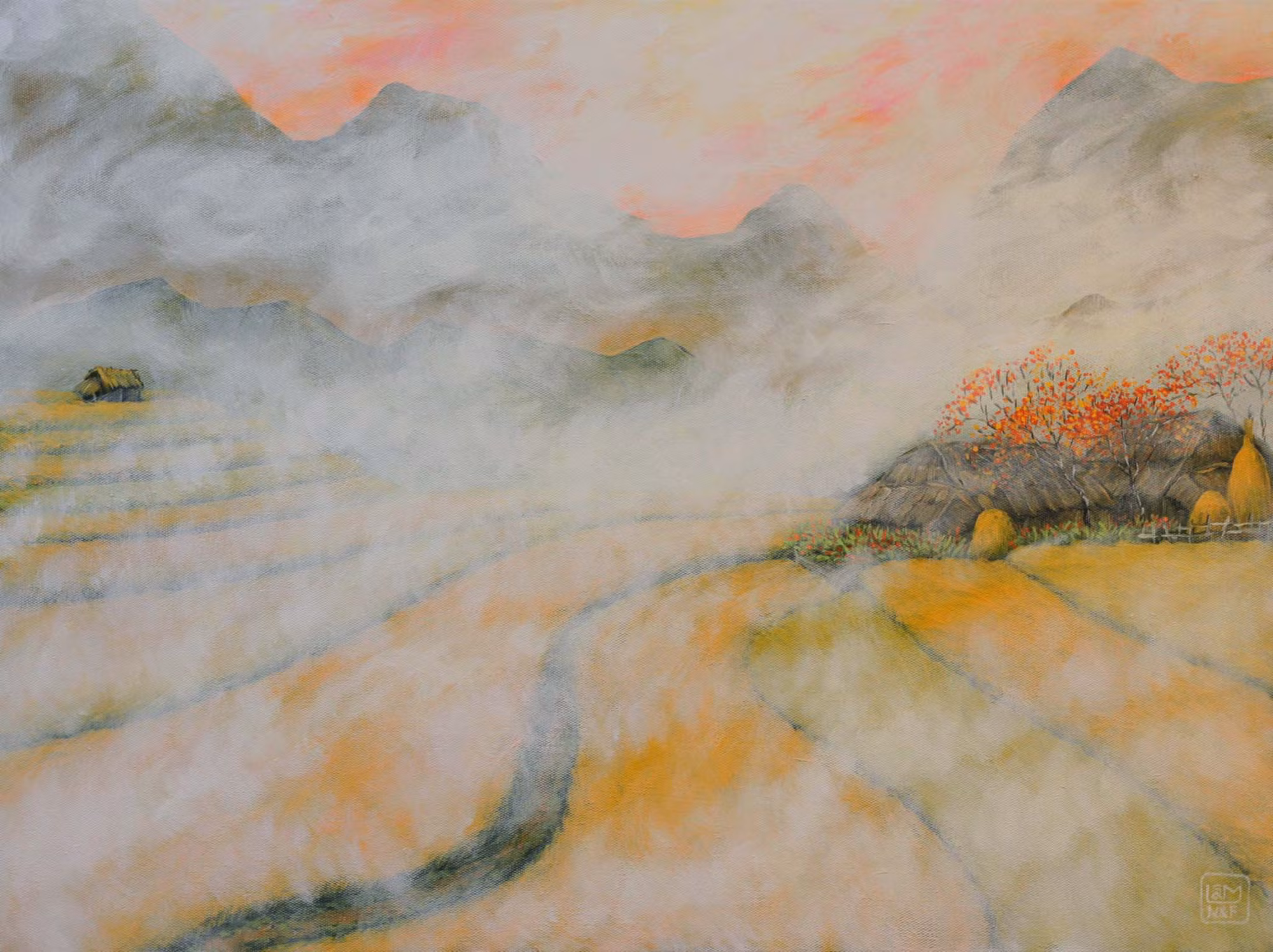 Nguyễn Lâm, Một sáng mùa thu, Acrylic, 80x60cm, sáng tác năm 2019 Nguyễn Lâm, Một sáng mùa thu, Acrylic, 80x60cm, sáng tác năm 2019