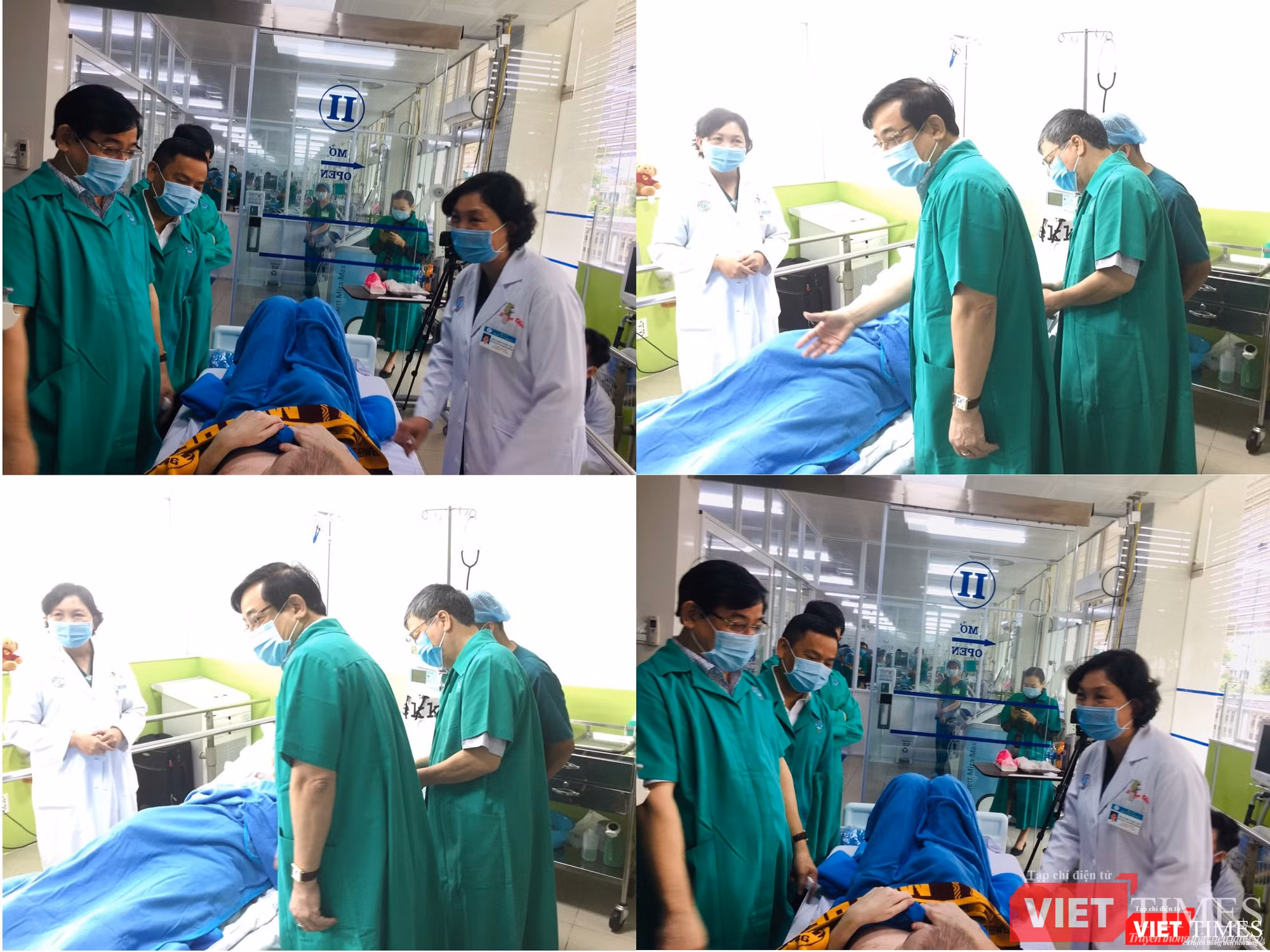 Các bác sĩ khám cho bệnh nhân 91 sáng 3/7 (Ảnh: Hòa Bình ghép) 