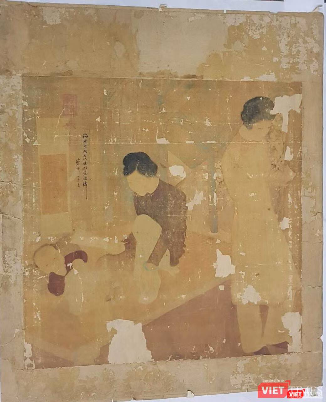 "Bức thư" của danh họa Tô Ngọc Vân còn xuống cấp nặng nề hơn, đang được lưu giữ bảo quản trong kho, không thể trưng bày