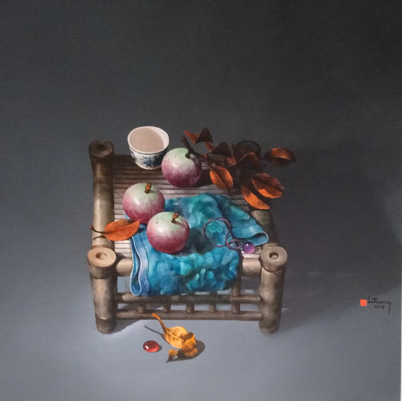 3.	TĨNH VẬT, HS Lê Tường, CL: Acrylic trên canvas, KT: 70cmx70cm. Năm 2019