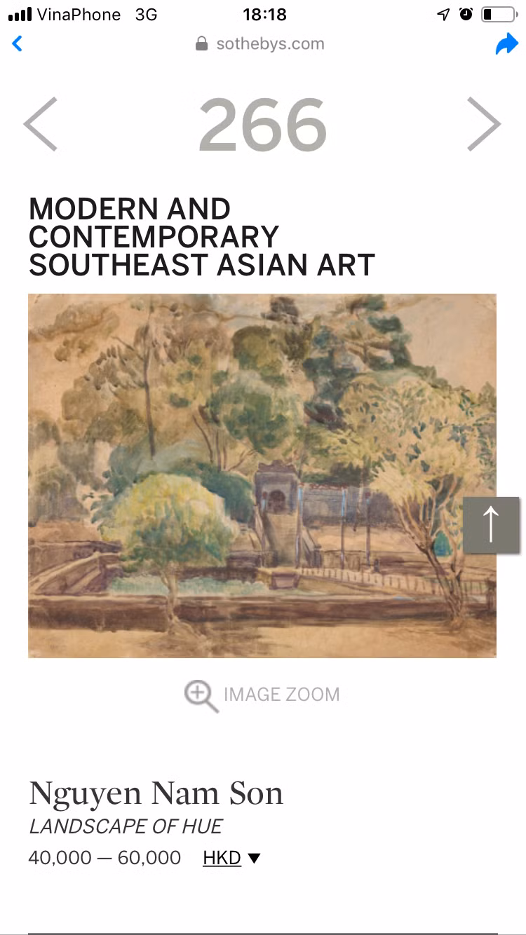 Bức “Phong cảnh Huế trên trang Sotheby’s sẽ bán ra ngày mai 6/10 Bức “Phong cảnh Huế trên trang Sotheby’s