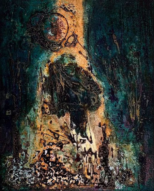 Tác phẩm “Ưu đàm nở hoa 4”, sơn mài trên toan, 76cm x 61cm, 2019 Tác phẩm “Ưu đàm nở hoa 4”, sơn mài trên toan, 76cm x 61cm, 2019