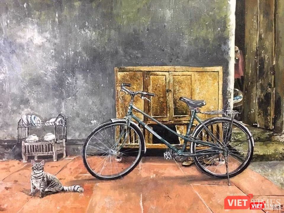 Tranh xe đạp giản dị của Trần Nam Long khiến nhiều người xúc động Tranh xe đạp giản dị của Long khiến nhiều người xúc động