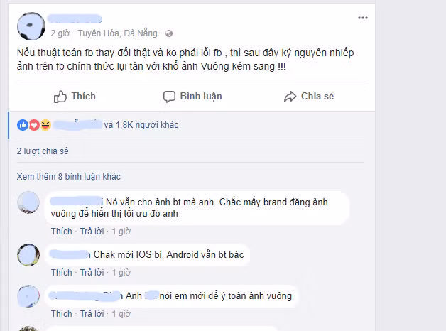 Người dùng Việt Nam thất vọng khi ảnh đăng Facebook biến thành hình vuông ảnh 1