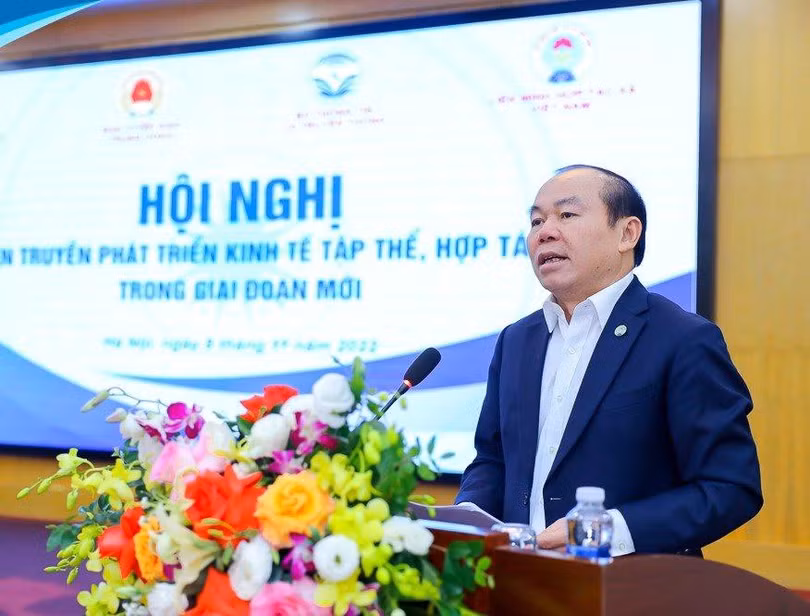 Ông Nguyễn Ngọc Bảo - Chủ tịch Liên minh Hợp tác xã Việt Nam phát biểu tại hội nghị