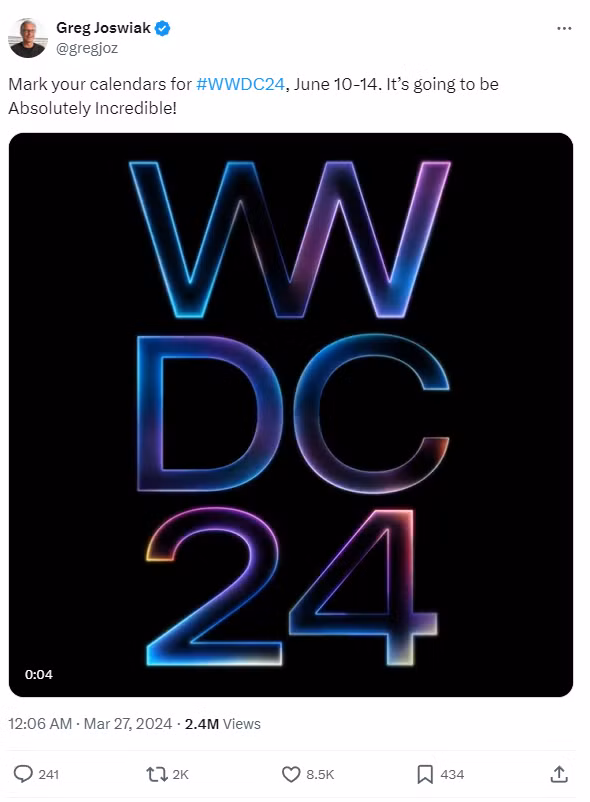 Thông báo về WWDC24