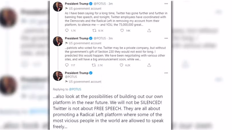 3 đoạn tweet bằng tài khoản @Potus bị Twitter xóa sau đó 3 đoạn tweet bằng tài khoản @Potus bị Twitter xóa sau đó