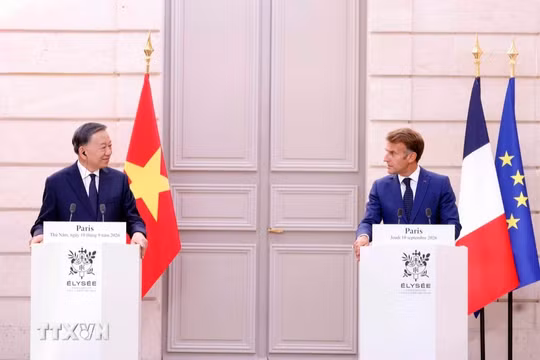 Tổng Bí thư, Chủ tịch nước Tô Lâm phát biểu tại cuộc gặp gỡ báo chí, thông báo kết quả hội đàm. Ảnh: TTXVN.