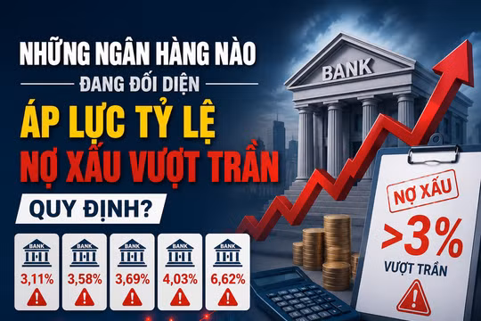 8 ngân hàng đang đối diện áp lực tỷ lệ nợ xấu vượt trần quy định