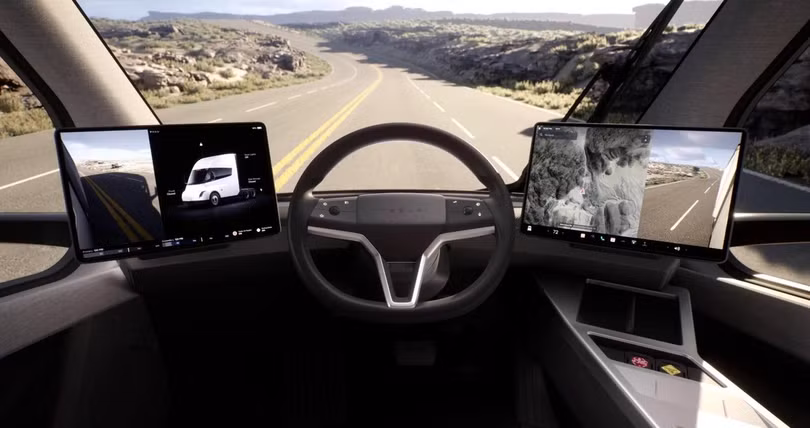 Khoang lái của Tesla Semi. Ảnh Tesla. Khoang lái của Tesla Semi. Ảnh Tesla.