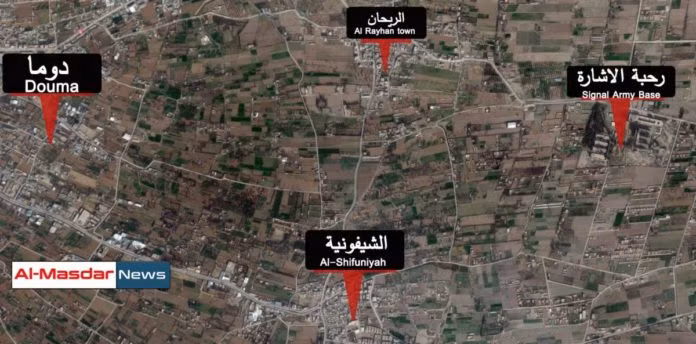 Bản đồ bố trí binh lực của lực lượng Hồi giáo cực đoan ở Đông Ghouta.