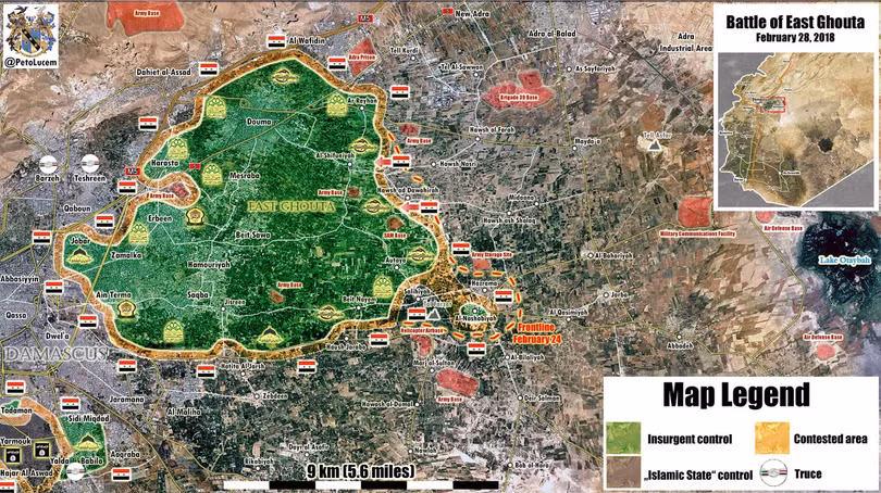 Tình hình chiến sự khu vực Đông Ghouta, các mũi tiến công của quân đội Syria - ảnh minh họa Masdar News