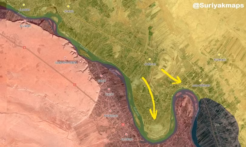 Bản đồ lực lượng SDF tiến công đánh chiếm làng al-Bahrah ở Deir Ezzor - ảnh minh họa South Front