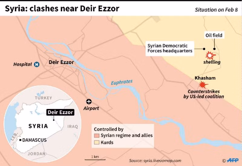 Vụ không kích của không quân liên minh do Mỹ dẫn đầu đánh vào chiến tuyến quân đội Syria - ảnh AFP