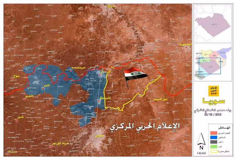 Bản đồ chiến sự khu vực Rastan, miền bắc tỉnh Homs. ảnh Hezbollah